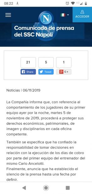 "Chucky" Lozano y compañeros se rebelan contra presidente del Napoli
