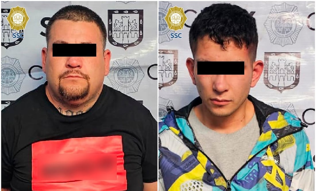 Detienen a Cristian Ayala Zambrano, alias "El Camarón" y Carlos Bryan Yáñez, presuntos integrantes del grupo delictivo "Los Tanzanios" (10/01/2025). Foto: Especial