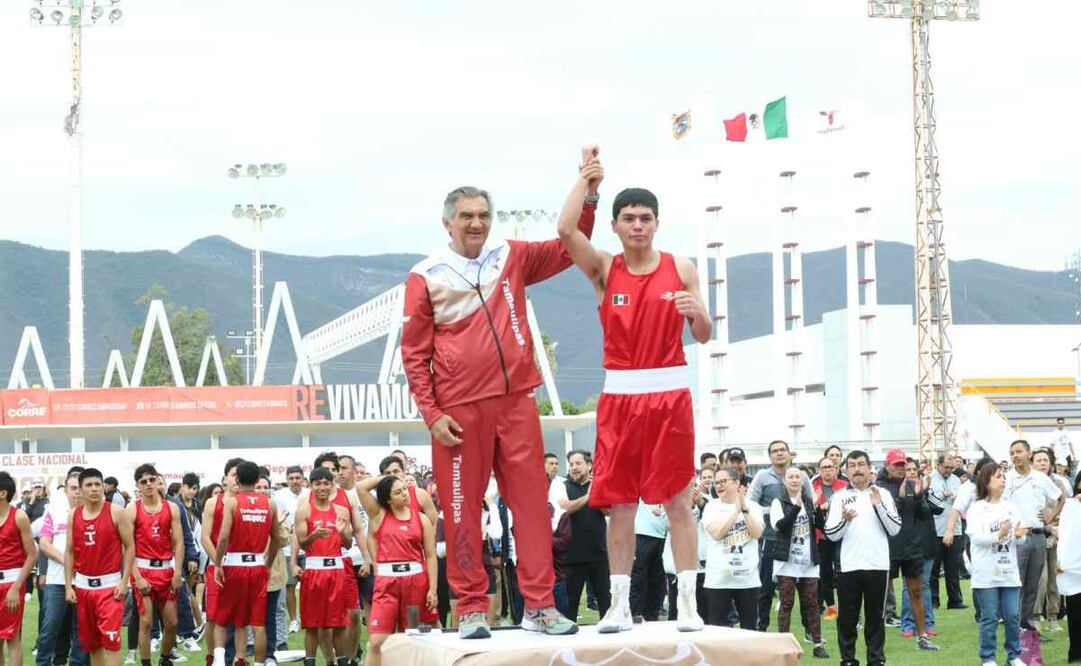 El gobernador de Tamaulipas, Américo Villarreal, encabeza clase de boxeo masiva 06/04/2025 / Foto: Especial