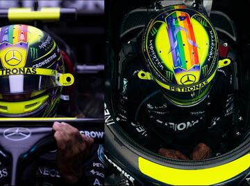 Lewis Hamilton reta a la FIA al utilizar casco de arcoíris en apoyo a la comunidad LGBTIQ+