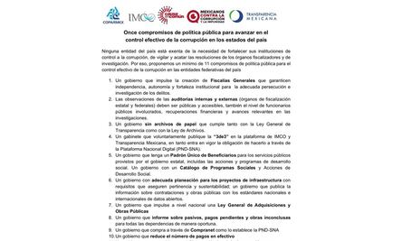 Presentan 11 Compromisos contra la Corrupción en los Estados