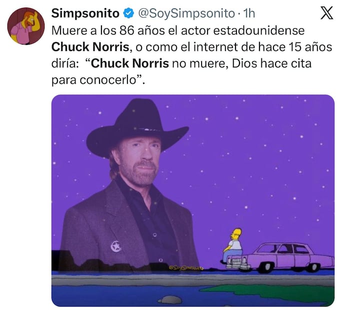 Imágenes de despedida para Chuck Norris en redes sociales. Foto: X