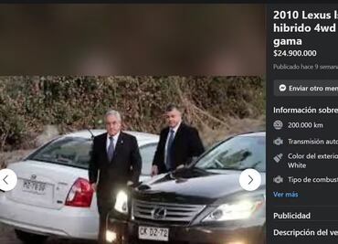 "Con historia presidencial": venden el Lexus del exmandatario chileno Sebastián Piñera