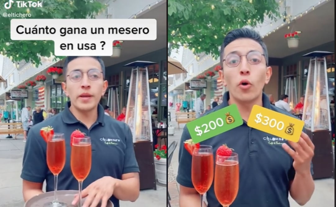En TikTok se hizo viral un mesero que gana cientos de dólares por noche. Foto: TikTok Eltichero
