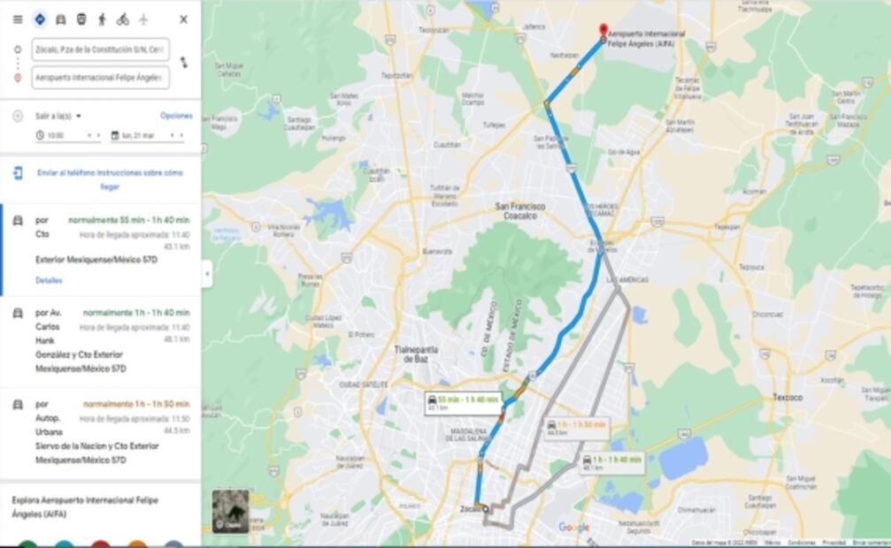 De Palacio Nacional al AIFA, ¿cuánto haces de día, de tarde y de noche?