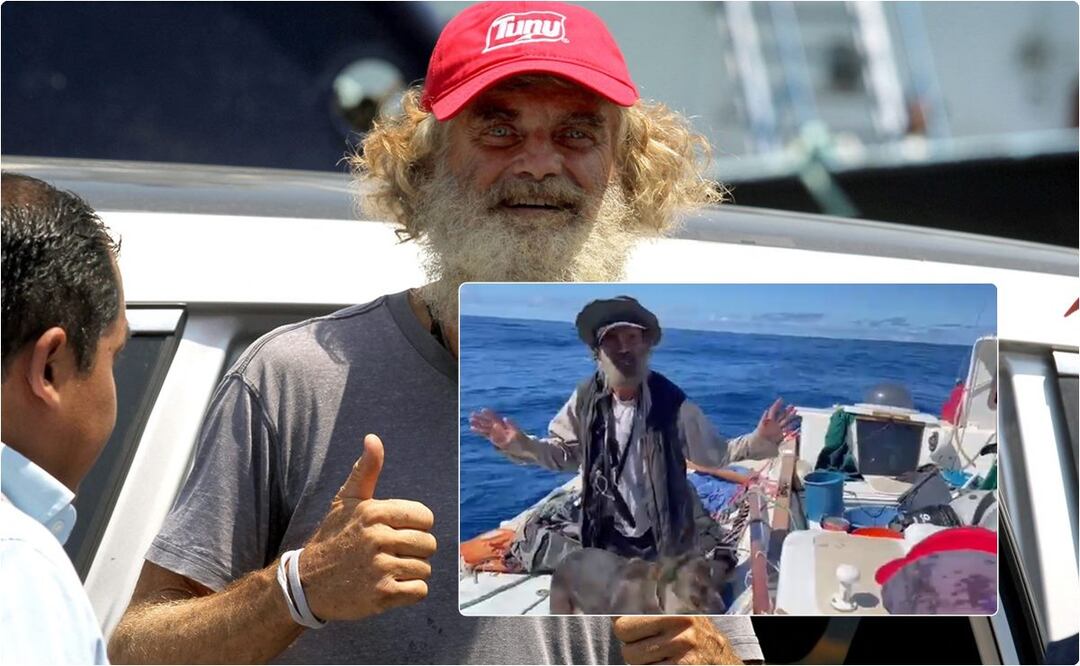 El momento exacto en que rescatan a Tim Shaddock fue captado en video. / fotos: AFP y captura de pantalla.