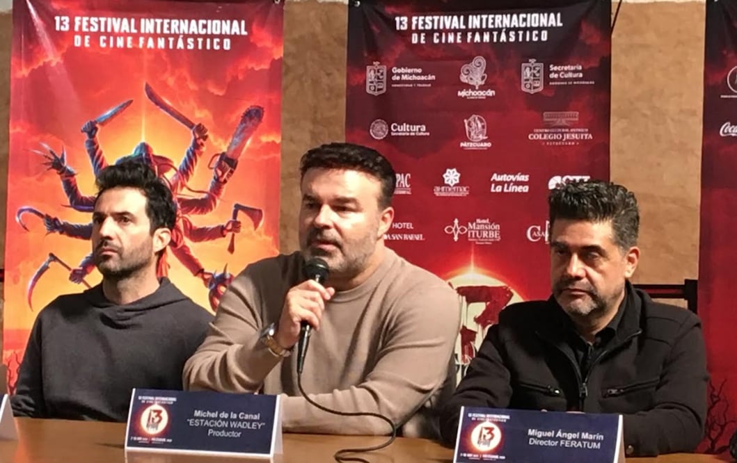 Pablo Cruz Guerrero, Michel de la Canal y Miguel Ángel Marín en el 13° Festival Internacional de Cine Fantástico.
Foto: EL UNIVERSAL / César Huerta