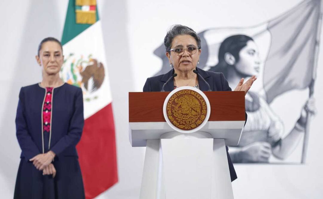 Raquel Buenrostro, secretaria de Anticorrupción y Buen Gobierno, durante la mañanera del 29 de abril del 2025 en Palacio Nacional. Foto: Diego Simón  / EL UNIVERSAL