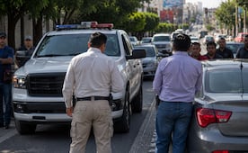 VIDEO: agente del INM baja de una unidad oficial, golpea a un automovilista y lo despiden