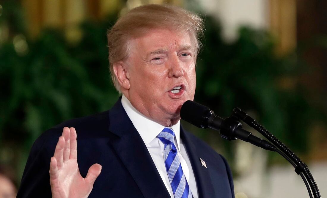 Expresidente Donald Trump, en la Sala Este de la Casa Blanca en Washington el 20 de febrero de 2018. Foto: AP