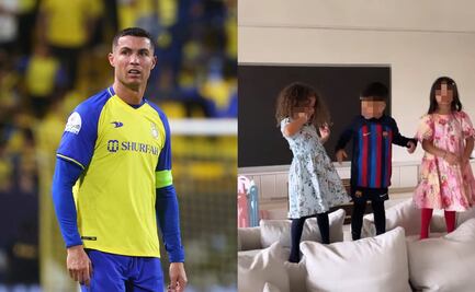 Cristiano Ronaldo es “traicionado” por uno de sus hijos al portar playera del Barcelona