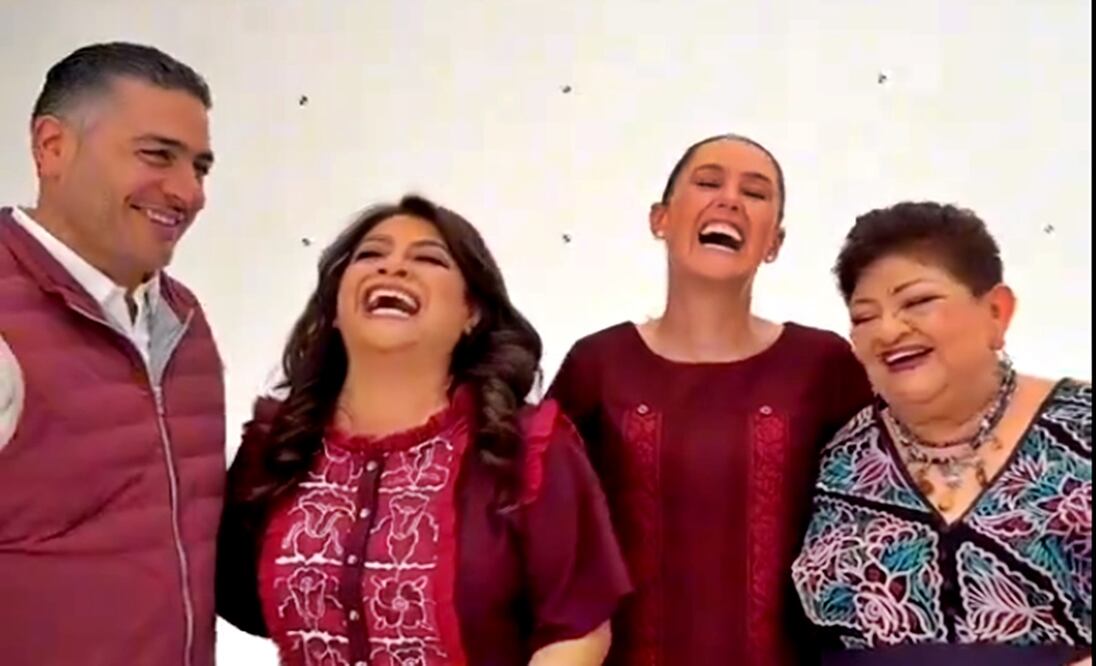 Candidatos de Morena (i-d): Omar García Harfuch, Clara Brugada, Claudia Sheinbaum y Ernestina Godoy . Foto: captura de pantalla