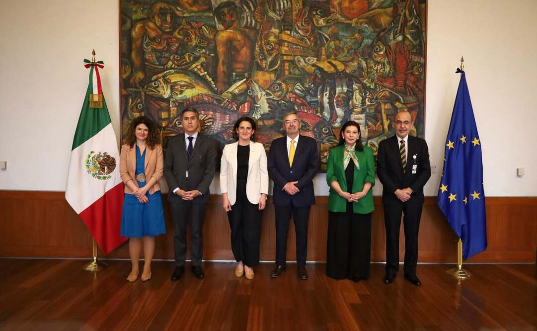 Teresa Ribera se reunió con el titular de la SRE. (23/04/25) Foto: @SRE_mx