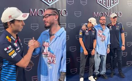 J Balvin "visita" a Checo Pérez en el Gran Premio de Mónaco