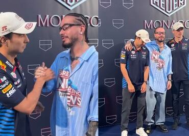 J Balvin "visita" a Checo Pérez en el Gran Premio de Mónaco