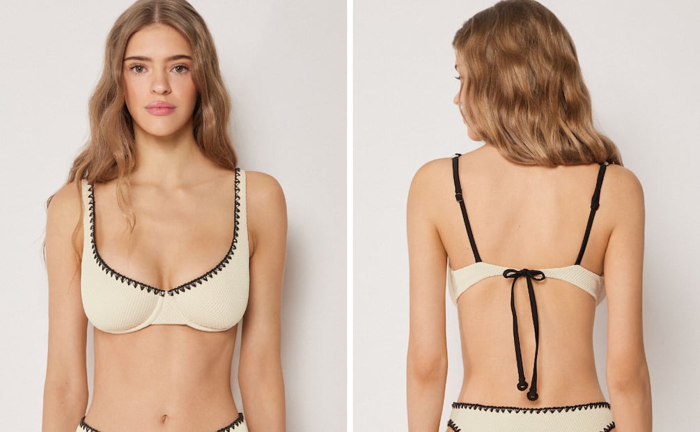 Bra de bikini balconette Bicolor Embroidery. Foto: Calzedonia