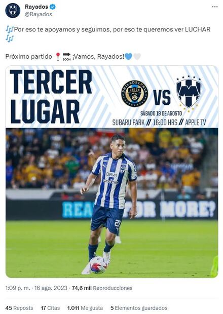 Tweet de Rayados