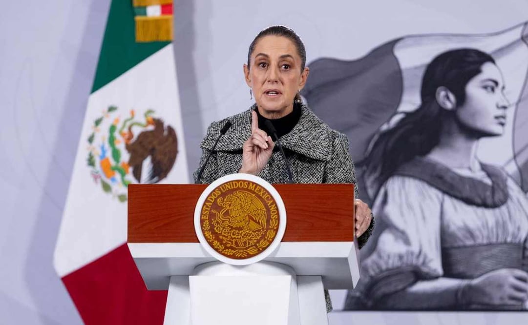 La presidenta Claudia Sheinbaum durante la mañanera del 18 de diciembre del 2025. Foto: Hugo Salvador/ EL UNIVERSAL