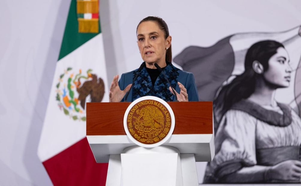 Presidenta Claudia Sheinbaum durante su conferencia de prensa desde Palacio Nacional (27/03/2026). Foto: Hugo Salvador / EL UNIVERSAL