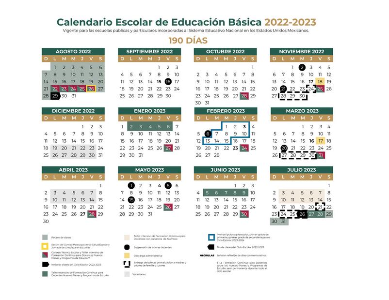 Así quedó el Calendario de la SEP. Foto: SEP