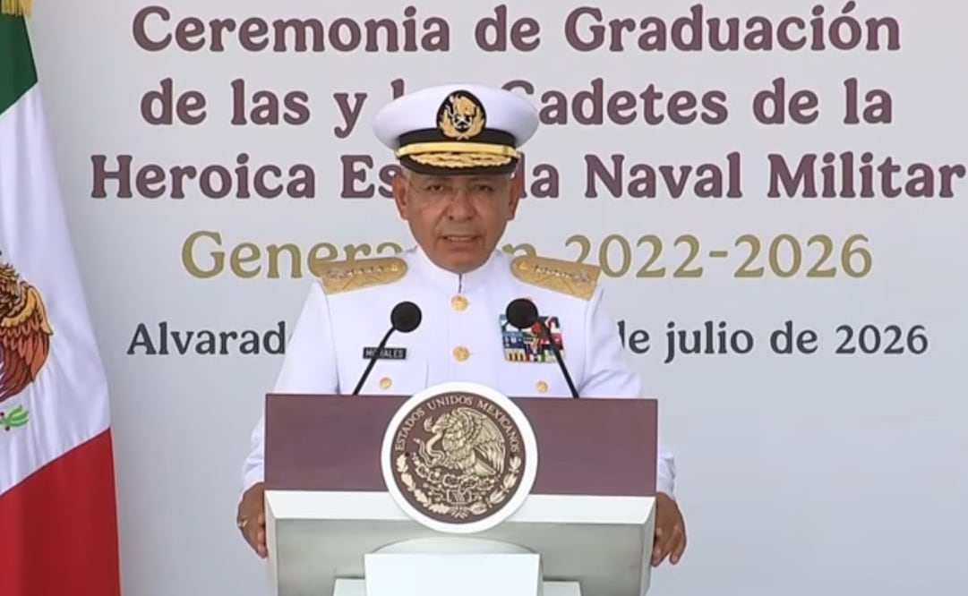 Ceremonia de graduación de las y los cadetes de la Heroica Escuela Navan Militar, generación 2022-2026. La presidenta de México, Claudia Sheinbaum, el secretario de la defensa nacional, Ricardo Trevilla Trejo, y el secretario de marina, Raymundo Pedro Morales Ángeles, presidieron dicho evento. Foto: Salvador Corona / EL UNIVERSAL