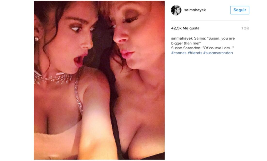 The women posed for the photo at Cannes festival. (Photo: Taken from Instagram @salmahayek)