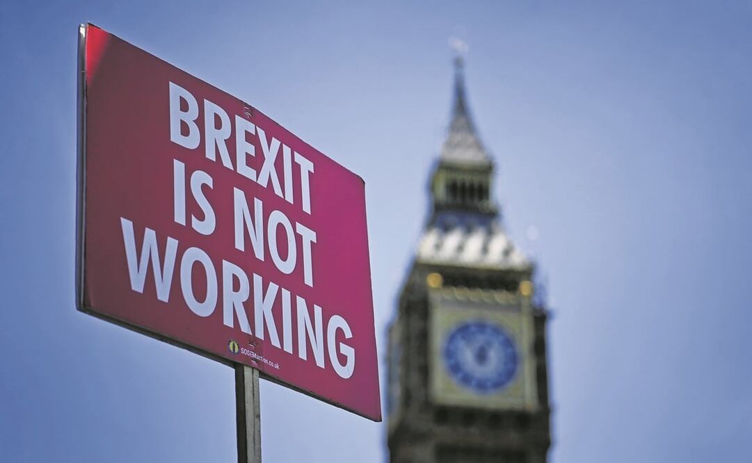 Un mensaje anti-Brexit frente al Parlamento en Londres, el 15 de junio pasado.