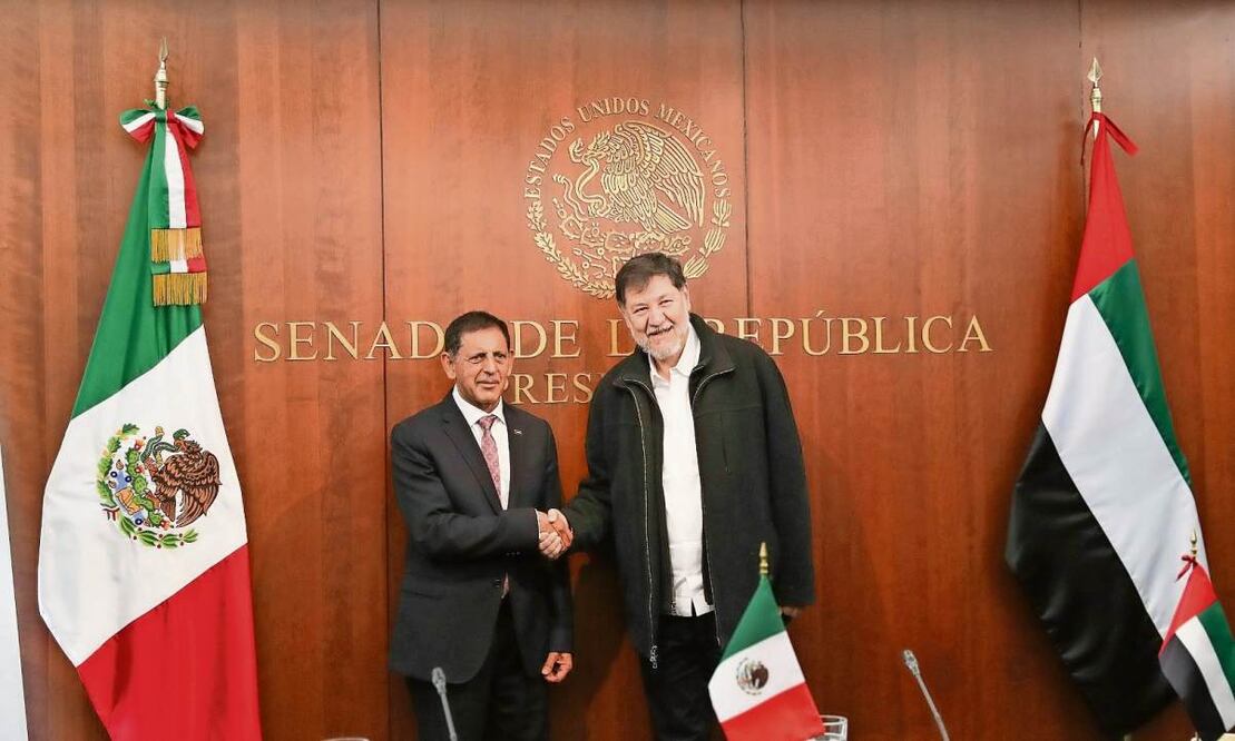 El presidente del Senado, Gerardo Fernández Noroña, recibió a Salem Rashed Alowais, embajador de Emiratos Árabes Unidos en México. (23/01/2025) Foto: Especial