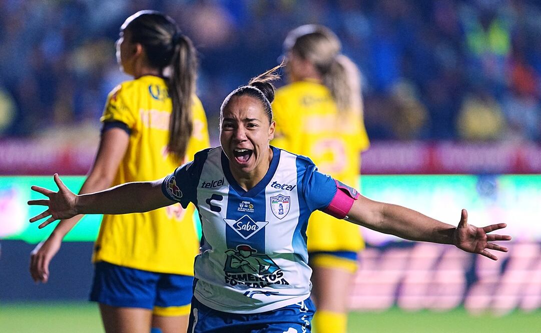 Charlyn Corral en festejo de gol, durante la final de ida entre Pachuca y América de la Liga MX Femenil - Foto: Imago7