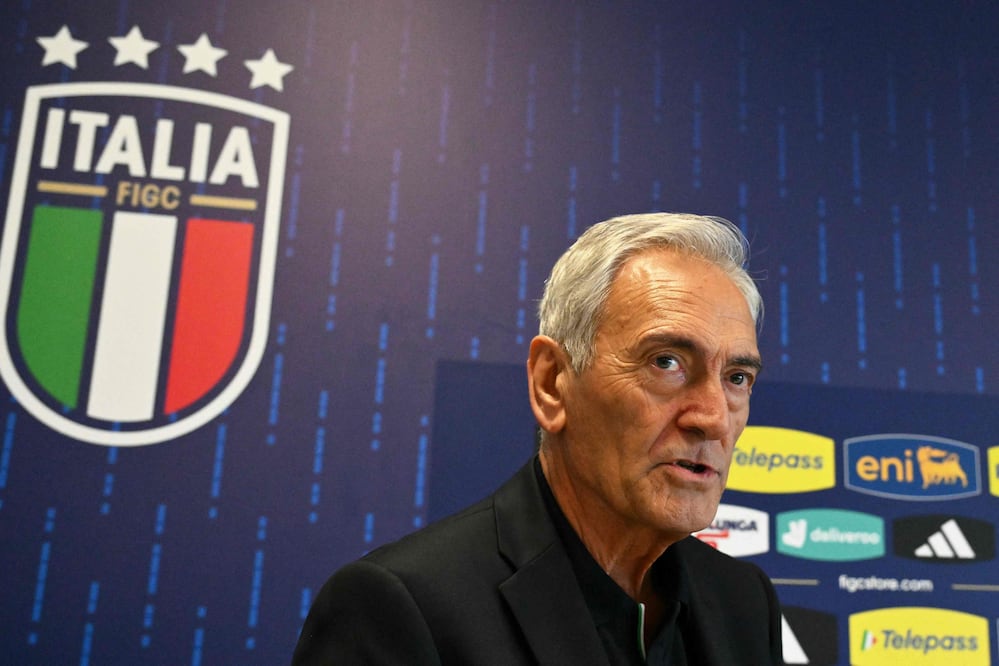 Gabriele Gravina en conferencia de prensa con la seleccion de Italia - Foto: AFP