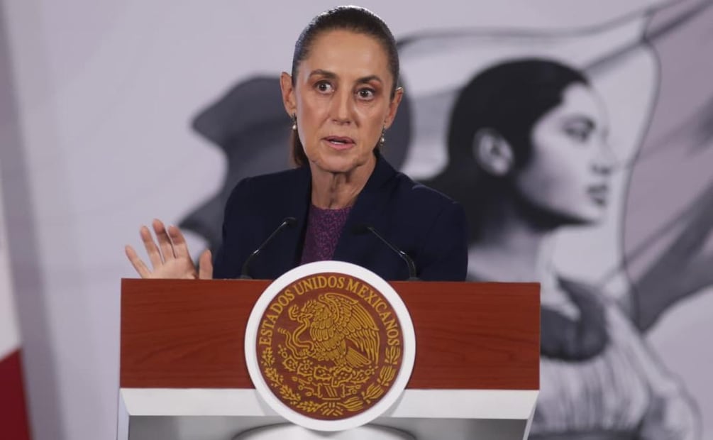 Presidenta Claudia Sheinbaum durante su conferencia de prensa desde Palacio Nacional este 26 de agosto del 2026. Foto: Carlos Mejía / EL UNIVERSAL