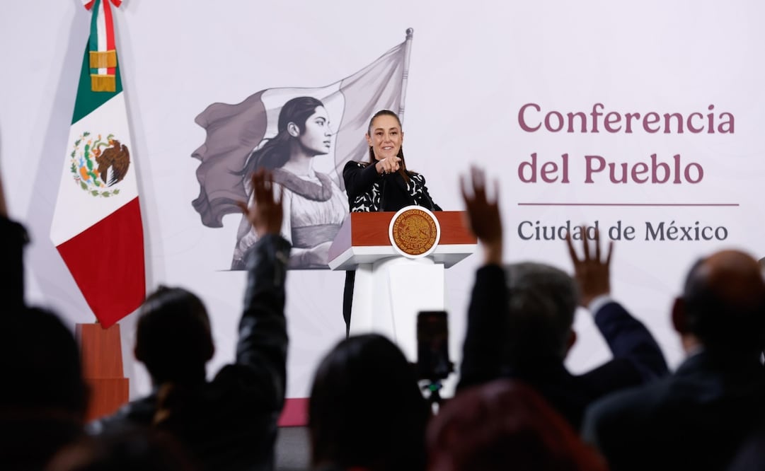La presidenta Claudia Sheinbaum Pardo, durante la mañanera del 11 de febrero del 2026. Foto: Diego Simón / EL UNIVERSAL