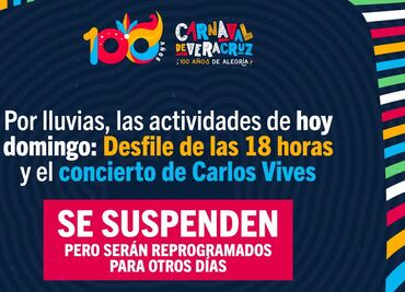 Suspenden concierto de Carlos Vives y actividades del Carnaval de Veracruz por fuertes lluvias