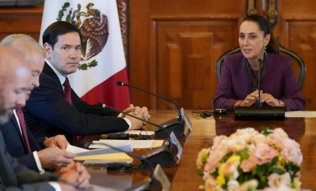 La presidenta Claudia Sheinbaum recibió al secretario de Estado de los Estados Unidos, Marco Rubio, en Palacio Nacional, el 3 de septiembre de 2025. Foto: AP