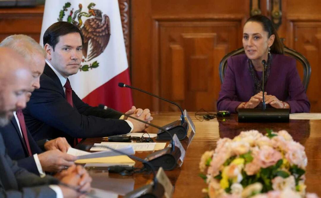 La presidenta Claudia Sheinbaum recibió al secretario de Estado de los Estados Unidos, Marco Rubio, en Palacio Nacional, el 3 de septiembre de 2025. Foto: AP