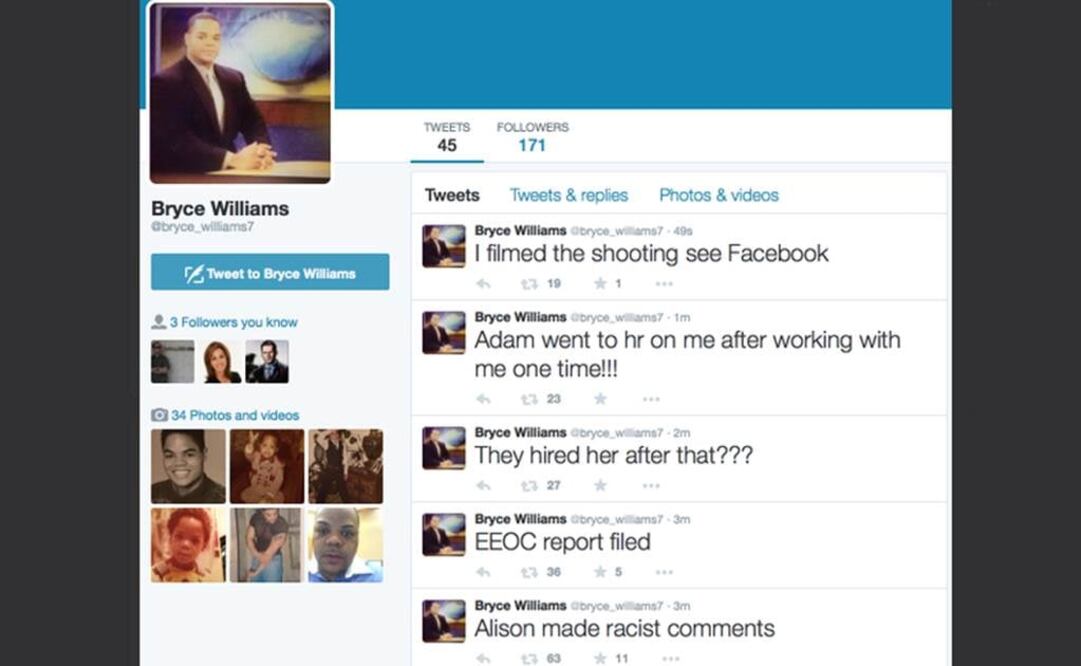 Identificado como Vester Lee Flanagan, el hombre se hacía llamar en Twitter y Facebook como Bryce Williams, donde reportan