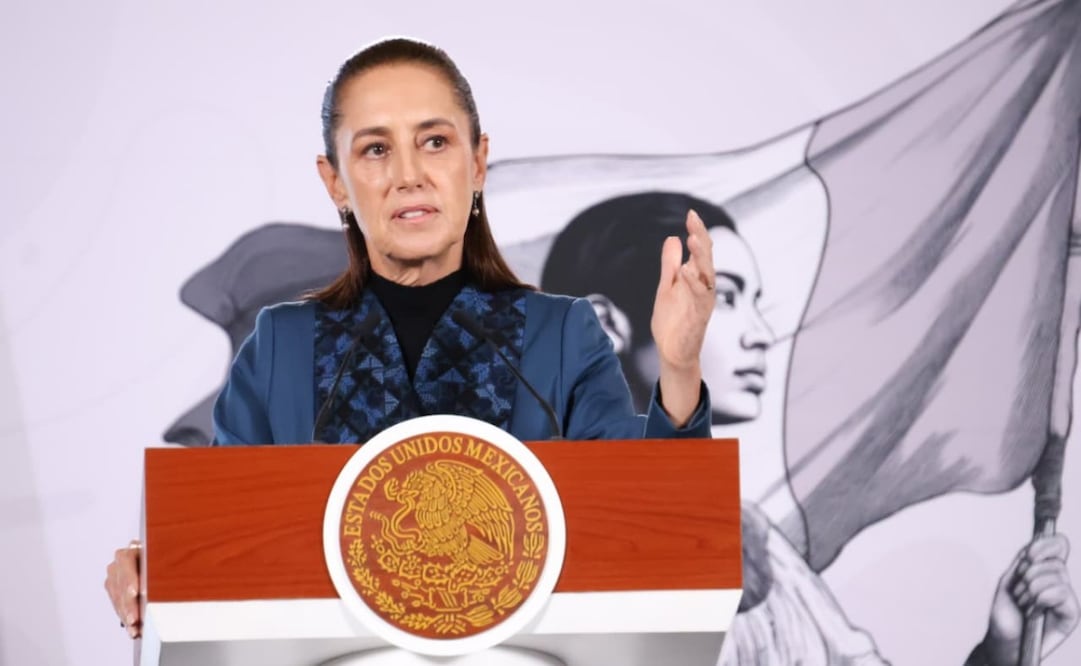 La presidenta Claudia Sheinbaum en la “Mañanera del Pueblo” del 10 de agosto de 2026 en Palacio Nacional. Foto: Karla Guerrero/ EL UNIVERSAL