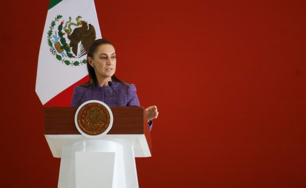 La presidenta Claudia Sheinbaum presentó este domingo 7 de junio de 2026 el primer prototipo de Olinia. Foto: Karla Guerrero/ EL UNIVERSAL