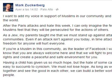 Facebook boss promises to support Muslims on social network