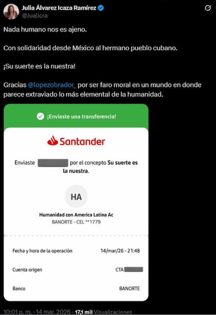 La titular de la Secretaría del Deporte en la CDMX publicó su donación tras el llamado del expresidente López Obrador / Foto: Especial