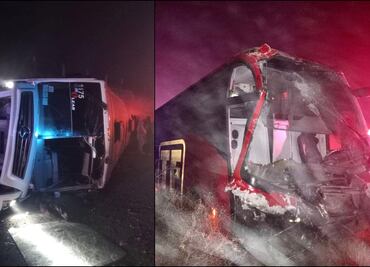 Reportan accidente entre dos autobuses en la carretera de Zacatecas; un conductor y un copiloto resultan lesionados