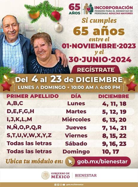 La Secretaría de Bienestar compartió el calendario de atención para el registro / Especial