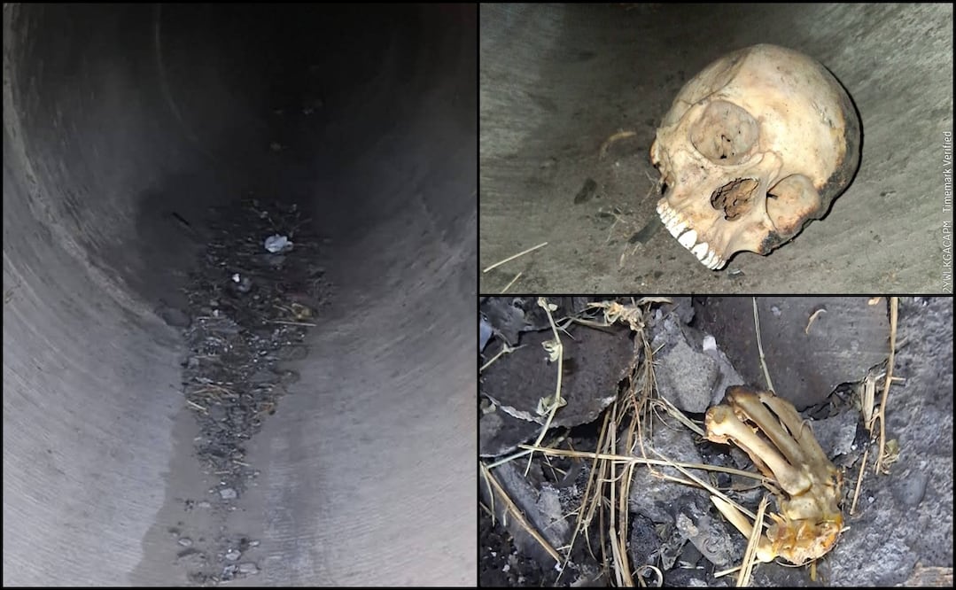 Dentro de la tubería encontraron restos óseos dispersos. Foto: Especial