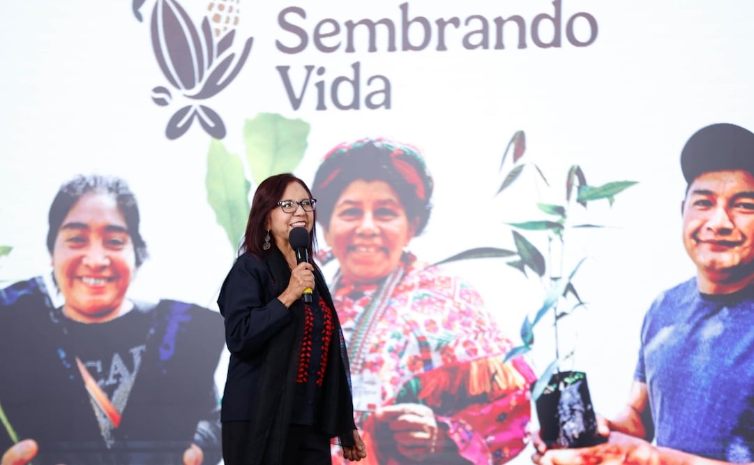Leticia Ramírez Amaya, nueva titular de la Secretaría de Bienestar, en la conferencia matutina en Palacio Nacional el 04 de mayo de 2026. Foto: Diego Simón / EL UNIVERSAL