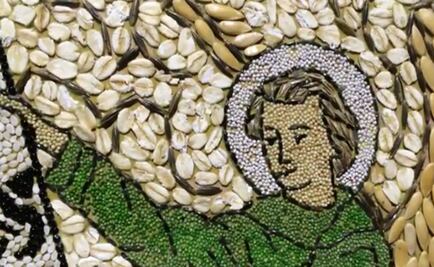Artesano crea cuadro con semillas para el Papa