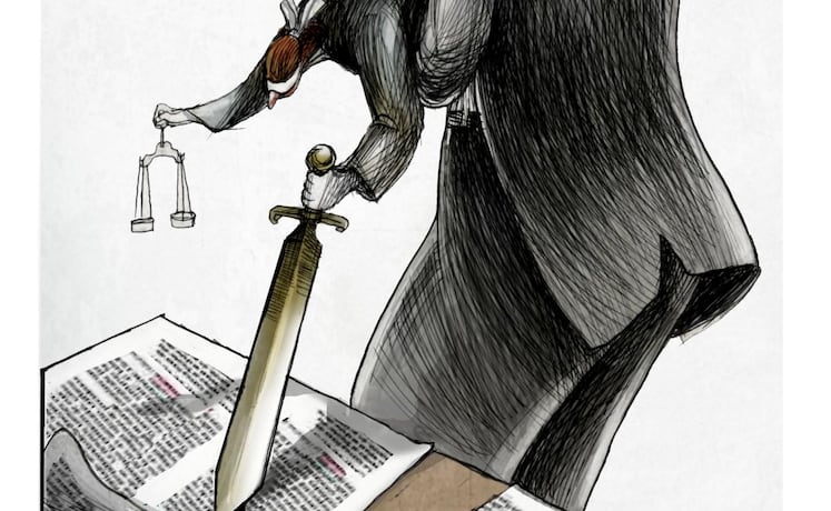 El árbitro de la verdad. Cartón de BOLIGÁN
