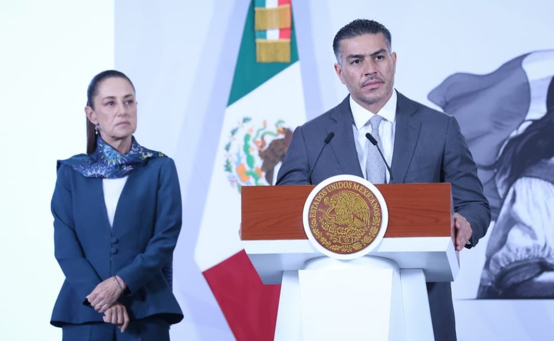 El secretario de Seguridad, Omar García Harfuch, durante la “Mañanera del Pueblo” en Palacio Nacional de este 12 de mayo de 2026. Foto: Luis Camacho/ EL UNIVERSAL