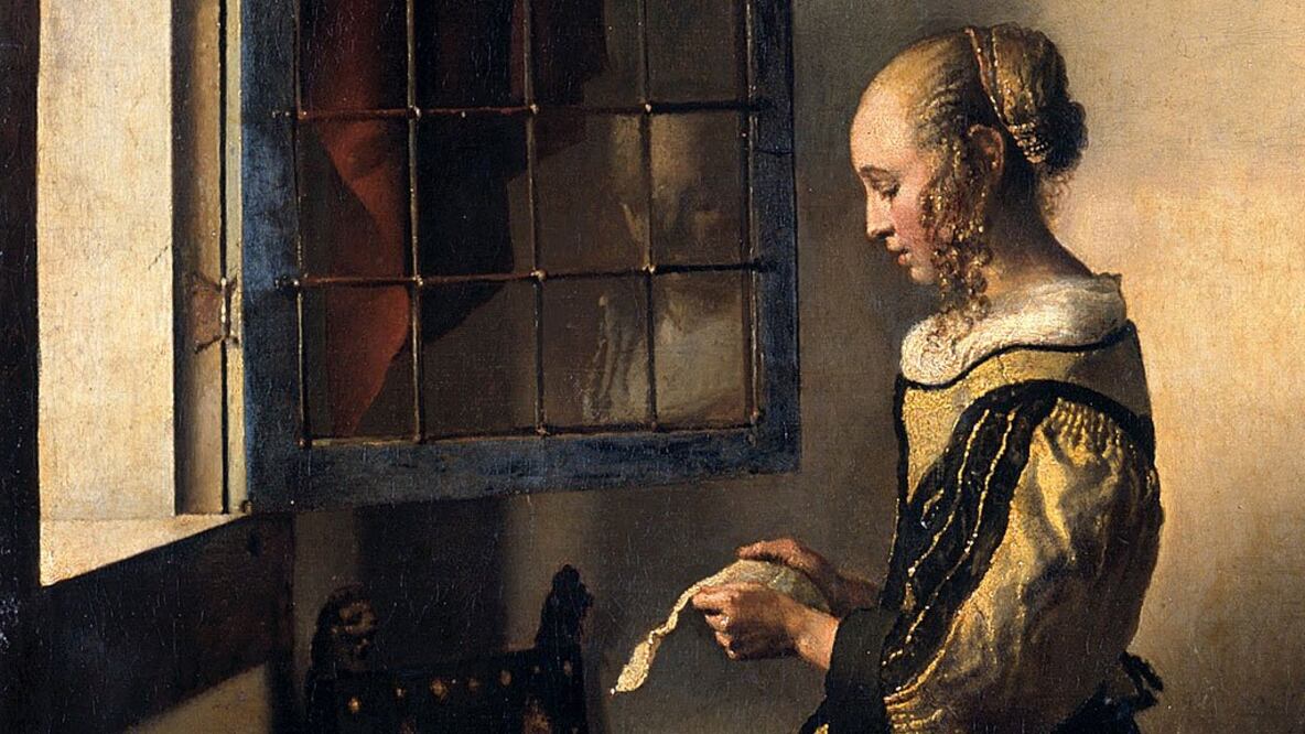Muchacha leyendo una carta en la ventana abierta, Johannes Vermeer, 1657-59. Detalle. Imagen: Gemäldegalerie Alte Meister