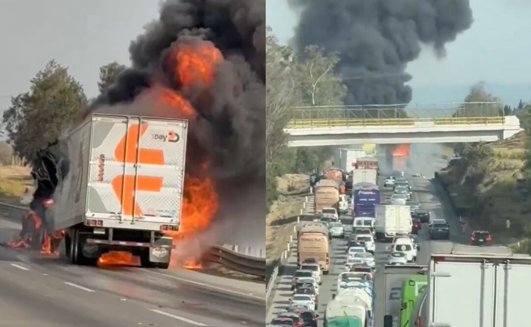 Incendio en la autopista México - Querétaro. Foto: captura de pantalla