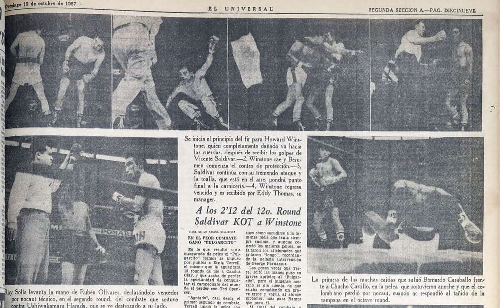 Cobertura de la noche de box en el Estadio Azteca, con Ramón Bravo Prieto como reportero para EL UNIVERSAL. Todas las peleas se resolvieron en favor de los mexicanos, aunque no todas gozaron de calidad. Foto: Hemeroteca EL UNIVERSAL.